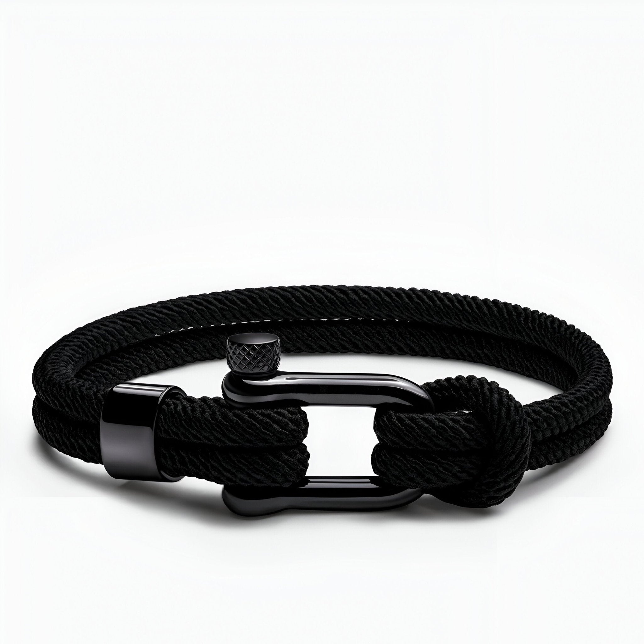 Bracelet cordon pour homme, mousqueton noir, modèle Étienne - La Boutique du Bracelet