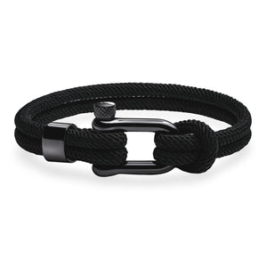 Bracelet cordon pour homme, mousqueton noir, modèle Étienne - La Boutique du Bracelet