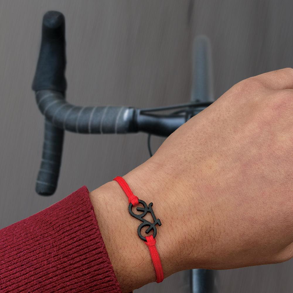 Bracelet cordon vélo, bijou cycliste acier inoxydable, accessoire passion cyclisme, bracelet ajustable sport, idée cadeau cycliste, modèle Raymond