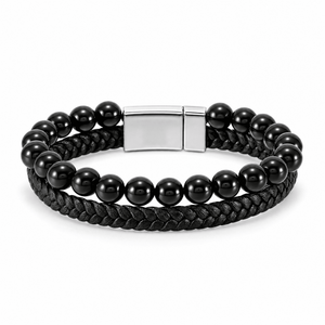 Packshot studio bracelet Ancourt Onyx, vue de face sur fond blanc.