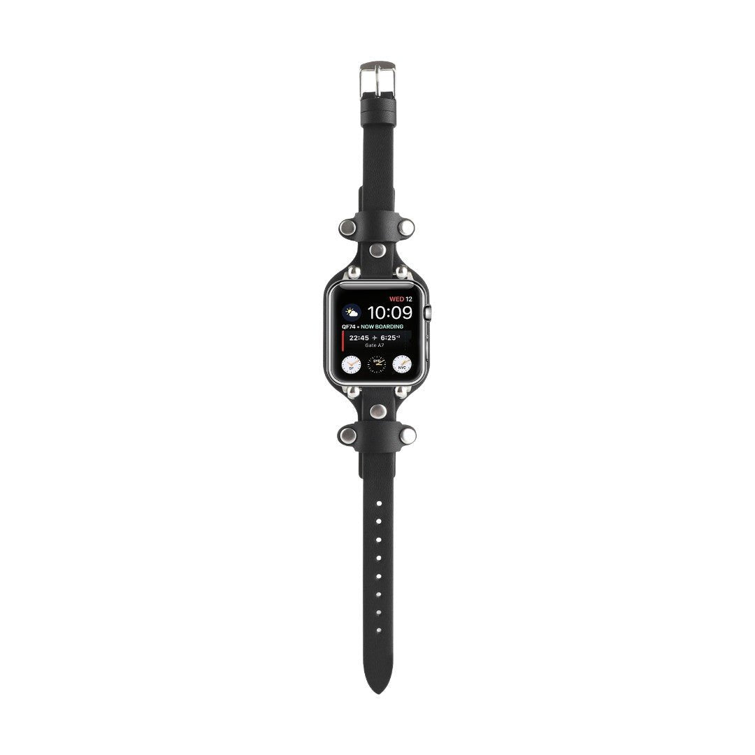 Pulseira tipo algema para Apple Watch com rebites, fivela de espigão, design moderno, modelo Riveira