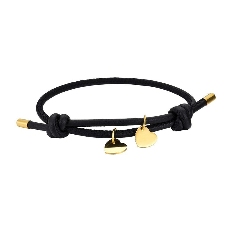 Leather bracelet with customizable heart charm, stainless steel, defined love, Malove model