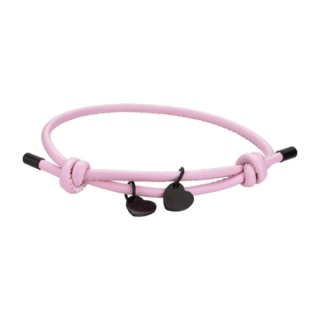 Personalisierbares Kordelarmband mit Herz-Charm aus Edelstahl, Modell Malove