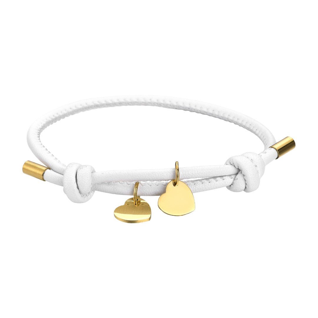 Personalisierbares Kordelarmband mit Herz-Charm aus Edelstahl, Modell Malove