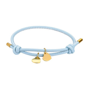 Leather bracelet with customizable heart charm, stainless steel, defined love, Malove model