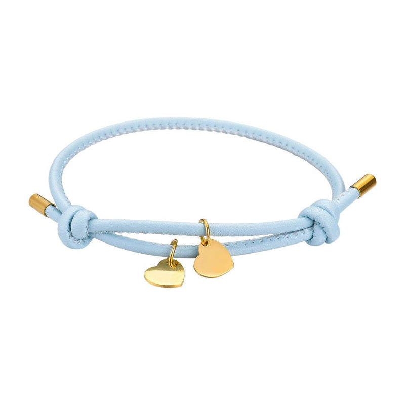 Leather bracelet with customizable heart charm, stainless steel, defined love, Malove model