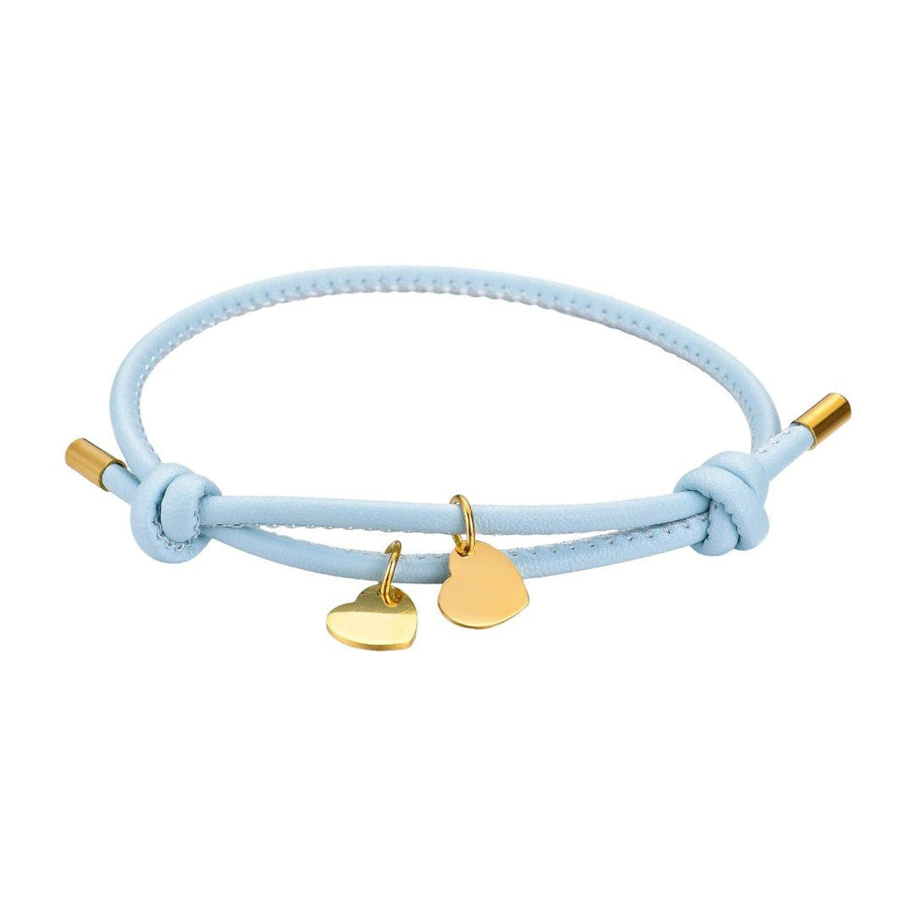 Leather bracelet with customizable heart charm, stainless steel, defined love, Malove model