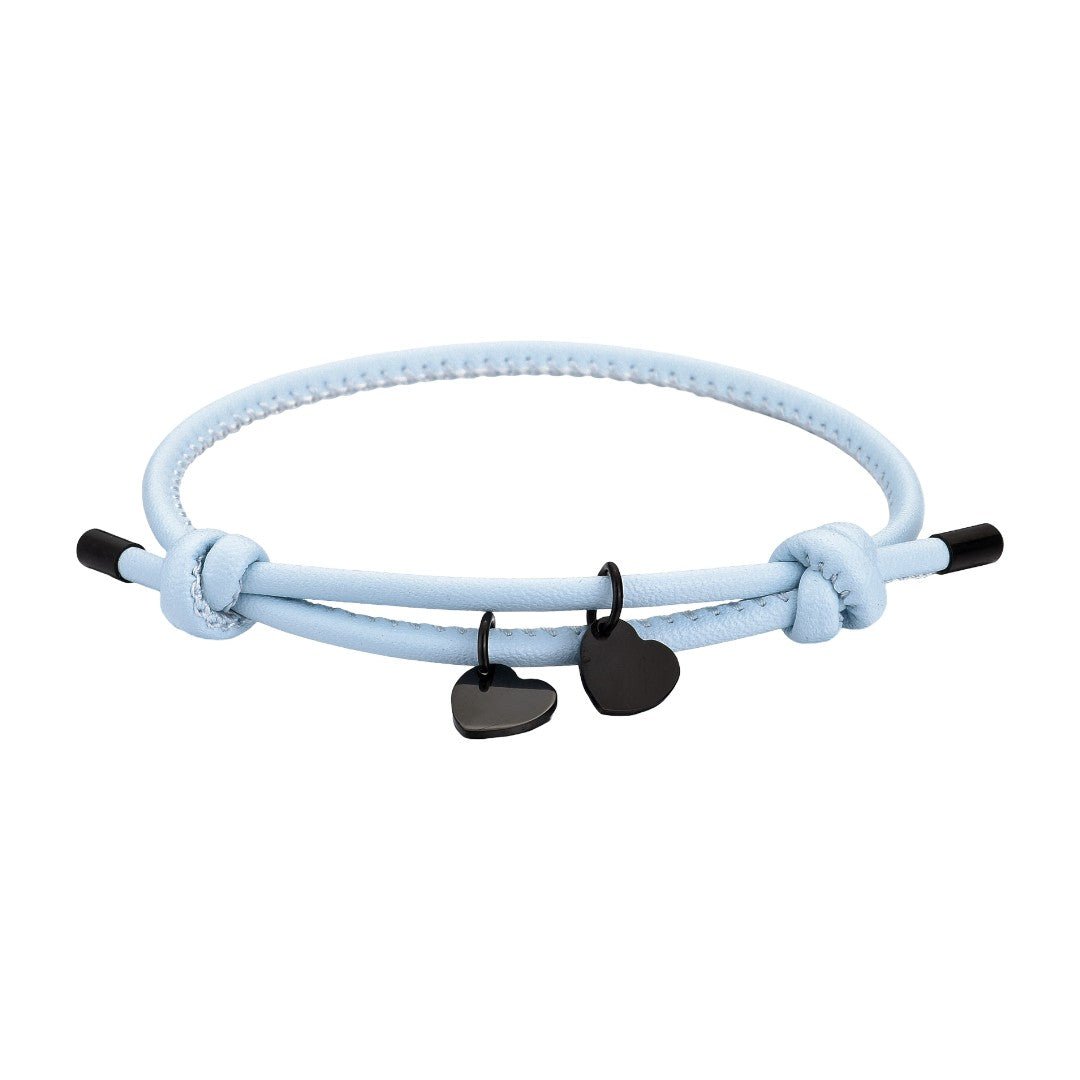 Personalisierbares Kordelarmband mit Herz-Charm aus Edelstahl, Modell Malove