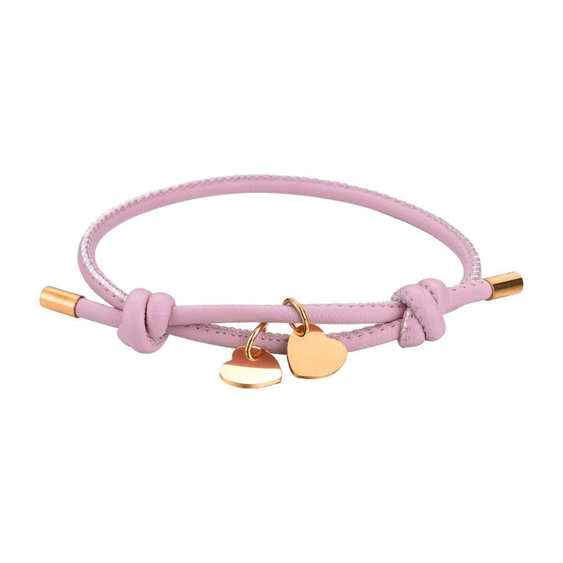 Leather bracelet with customizable heart charm, stainless steel, defined love, Malove model