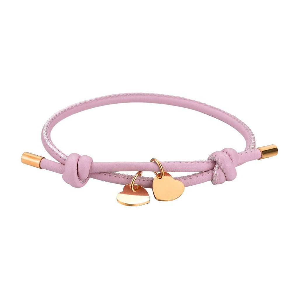 Leather bracelet with customizable heart charm, stainless steel, defined love, Malove model