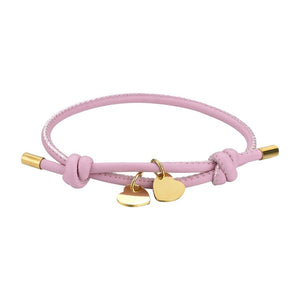 Leather bracelet with customizable heart charm, stainless steel, defined love, Malove model