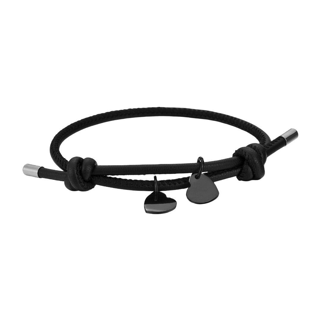Personalisierbares Kordelarmband mit Herz-Charm aus Edelstahl, Modell Malove