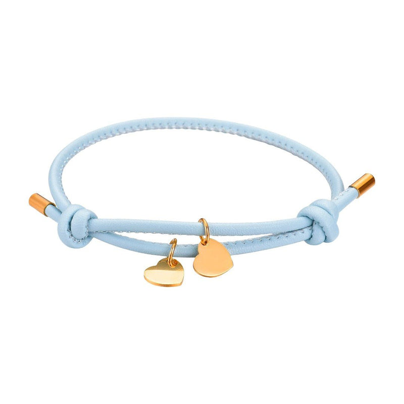 Leather bracelet with customizable heart charm, stainless steel, defined love, Malove model