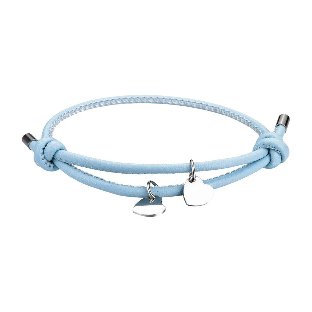 Leather bracelet with customizable heart charm, stainless steel, defined love, Malove model