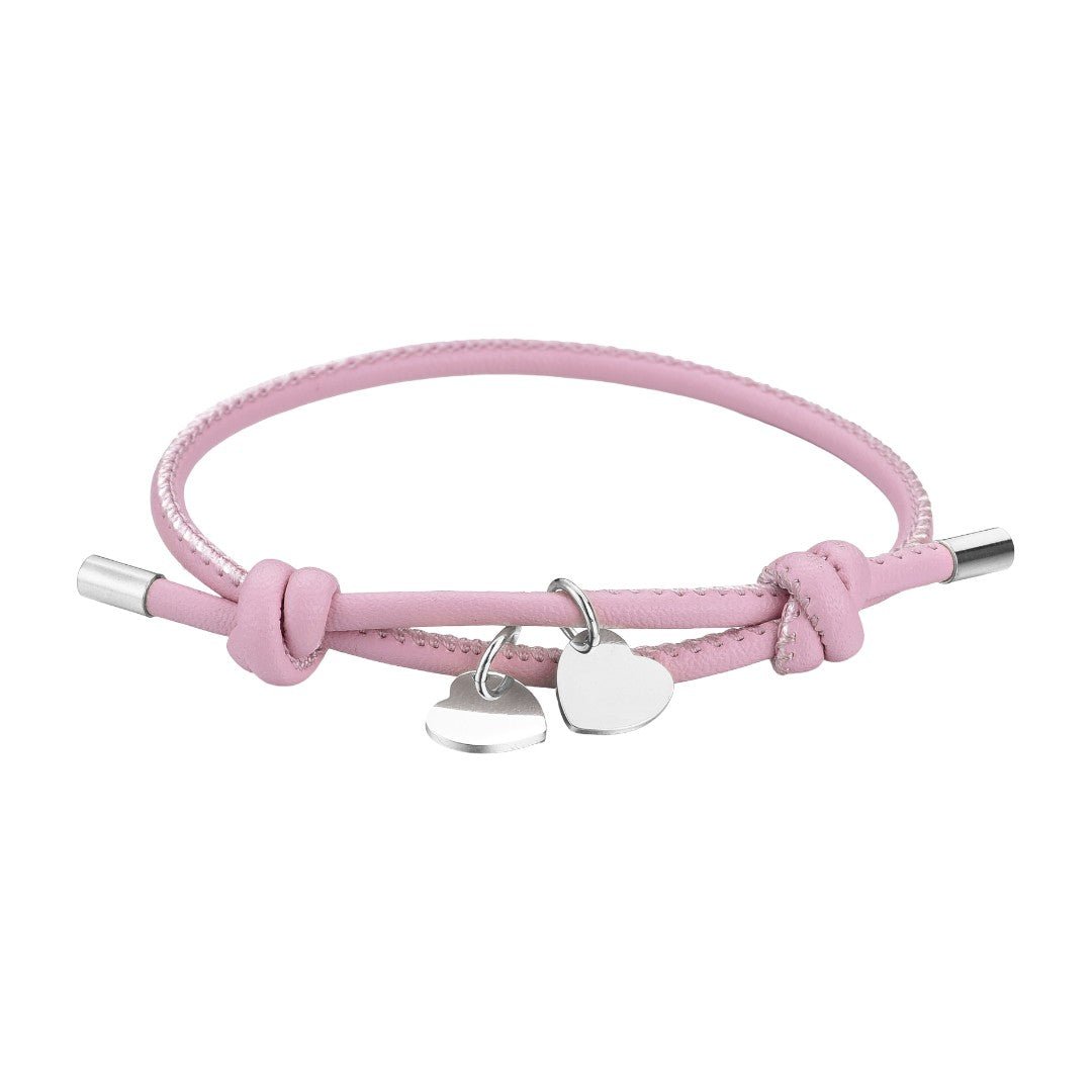 Personalisierbares Kordelarmband mit Herz-Charm aus Edelstahl, Modell Malove