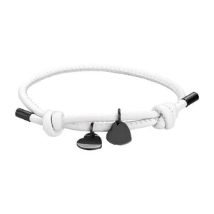 Leather bracelet with customizable heart charm, stainless steel, defined love, Malove model