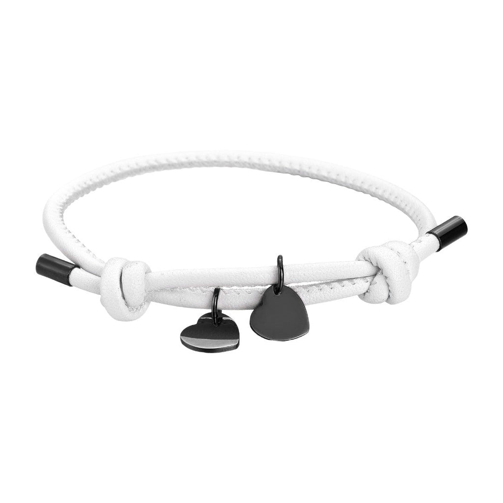 Leather bracelet with customizable heart charm, stainless steel, defined love, Malove model