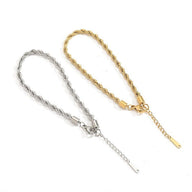 Bracelets de cheville torsadés en acier inoxydable, finitions or et argent, chaînes réglables.