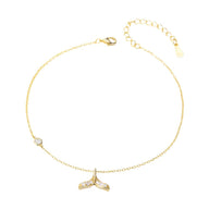 Bracelet de cheville en argent sterling avec pendentif queue de sirène délicat et chaîne fine ajustable.