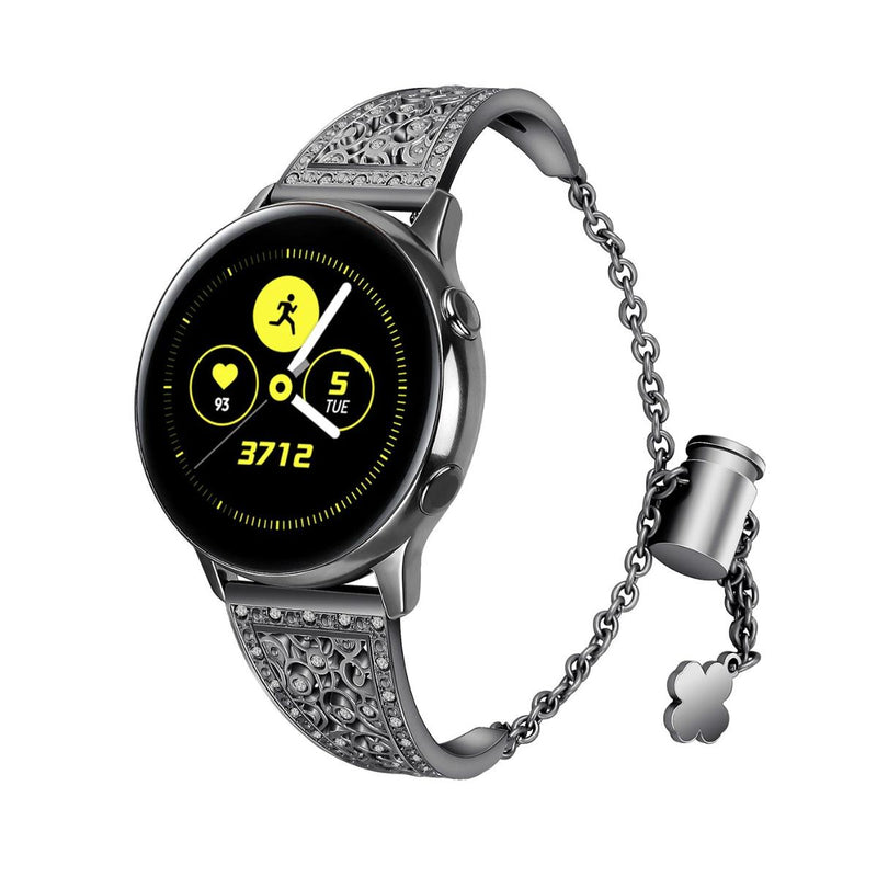 Pulseira para smartwatch 20mm, aço inoxidável brilhante, design floral vazado, fecho de corrente, para mulher, modelo Vinie