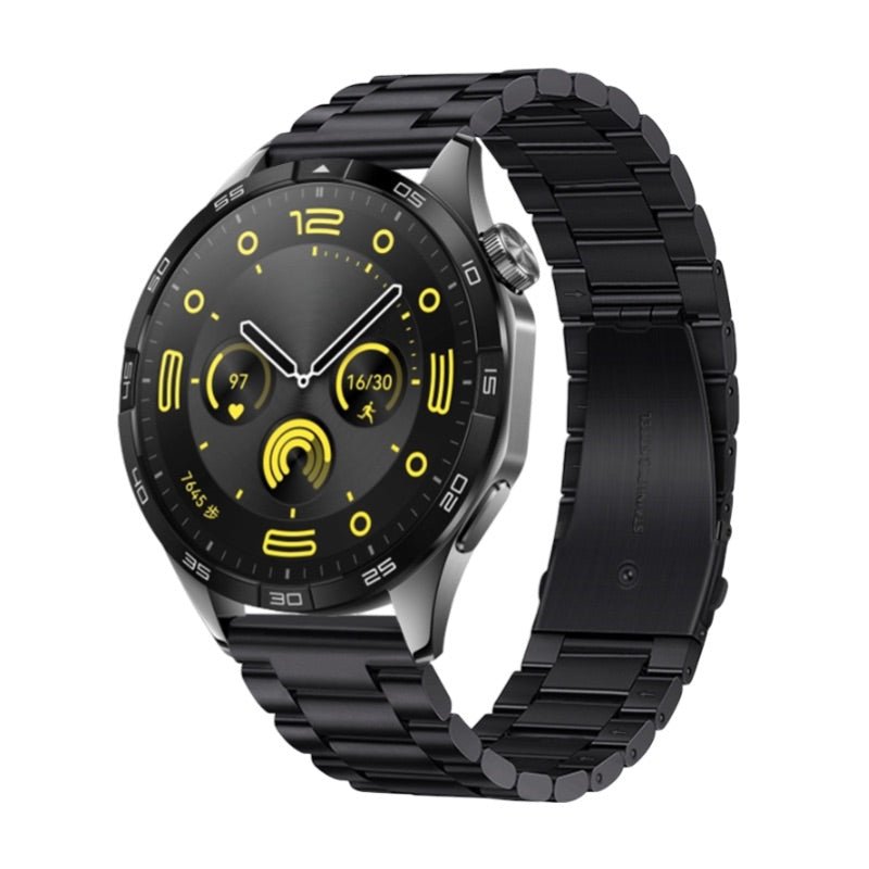Bracelet de montre connecté noir à maillons en acier inoxydable pour Huawei Watch Himal.