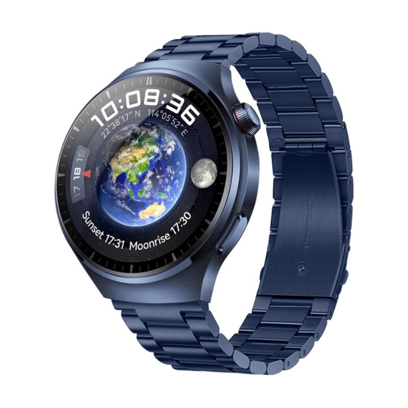 Bracelet pour montre connectée en acier inoxydable bleu à maillons, style Himal, adapté Huawei Watch.
