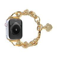 Bracelet chaîne doré avec pendentifs cœurs pour Apple Watch, modèle Donatia, taille 38-42 mm.