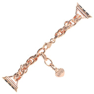 Bracelet Apple Watch chaîne fine en or rosé avec pendentif cœur gravé Donatia.