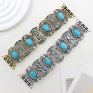 Bracelet de montre connectée, Apple Watch, à l'aspect celtique, orné de turquoises, pour femme, modèle Séraphine - La Boutique du Bracelet