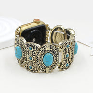 Bracelet de montre connectée, Apple Watch, à l'aspect celtique, orné de turquoises, pour femme, modèle Séraphine - La Boutique du Bracelet