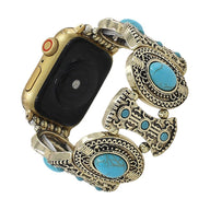 Bracelet de montre connectée, Apple Watch, à l'aspect celtique, orné de turquoises, pour femme, modèle Séraphine - La Boutique du Bracelet