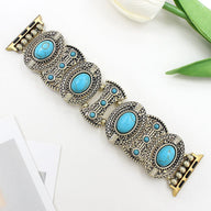 Bracelet de montre connectée, Apple Watch, à l'aspect celtique, orné de turquoises, pour femme, modèle Séraphine - La Boutique du Bracelet