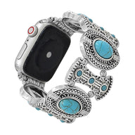 Bracelet de montre connectée, Apple Watch, à l'aspect celtique, orné de turquoises, pour femme, modèle Séraphine - La Boutique du Bracelet