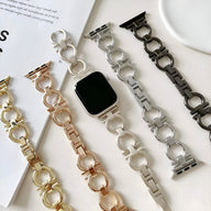 Bracelets pour Apple Watch en métal circulaire, finition or, or rosé, argent, et noir, design Anima pour femme.