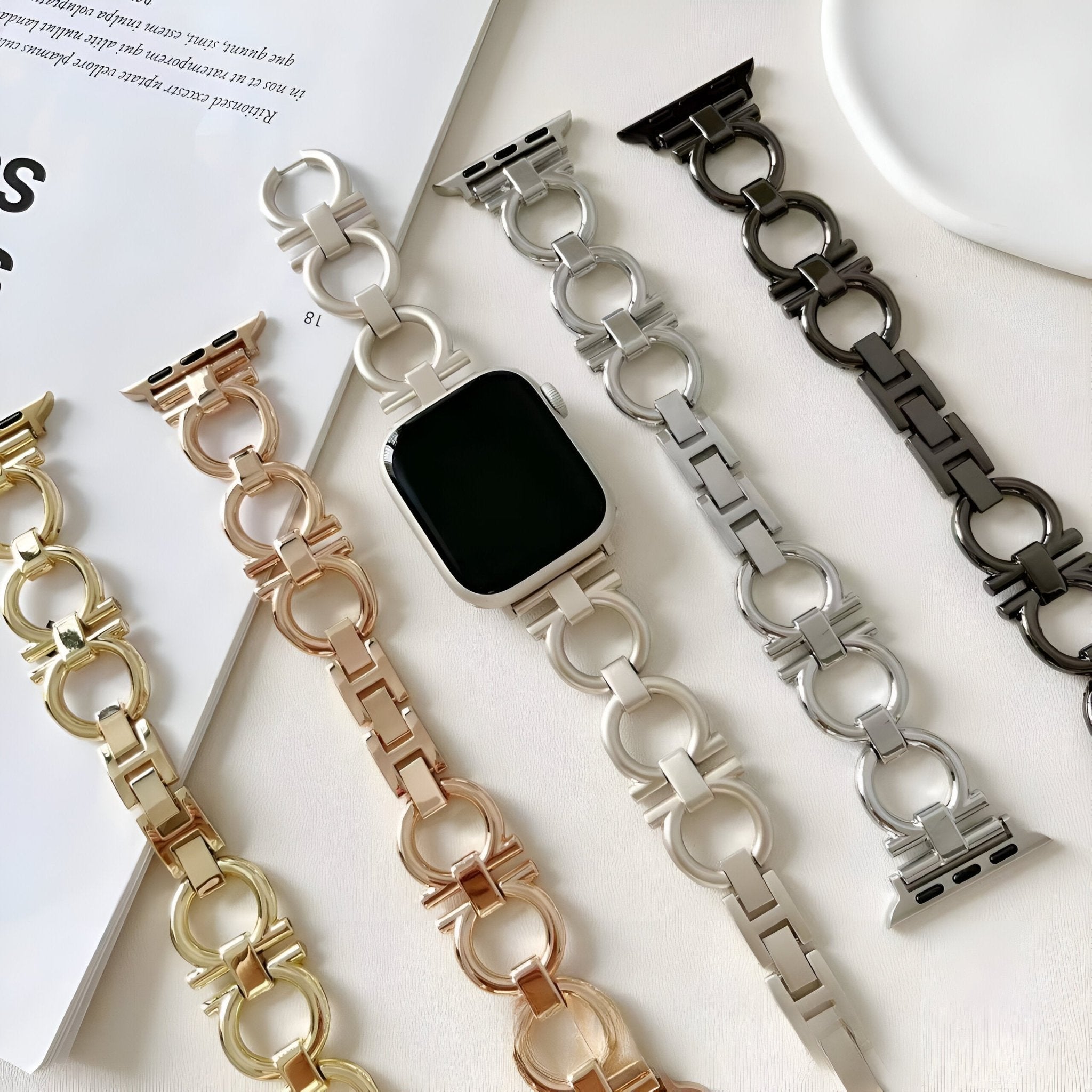 Bracelet de montre connectée, Apple Watch, au design circulaire, pour femme, modèle Anima - La Boutique du Bracelet