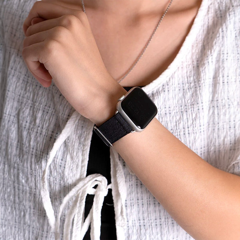 Bracelet de montre connectée, Apple Watch, bracelet parachute, en nylon, boucle technique, modèle Arès - La Boutique du Bracelet