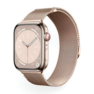 Bracelet Apple Watch en acier inoxydable or rosé maille milanaise ajustable, modèle Vyrn, mixte.