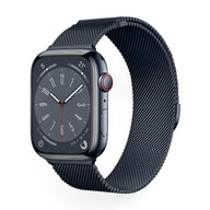Bracelet Apple Watch noir en maille acier inoxydable élégant et ajustable.