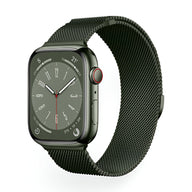 Bracelet Apple Watch mesh en acier inoxydable gris foncé, taille ajustable 44-49 mm.