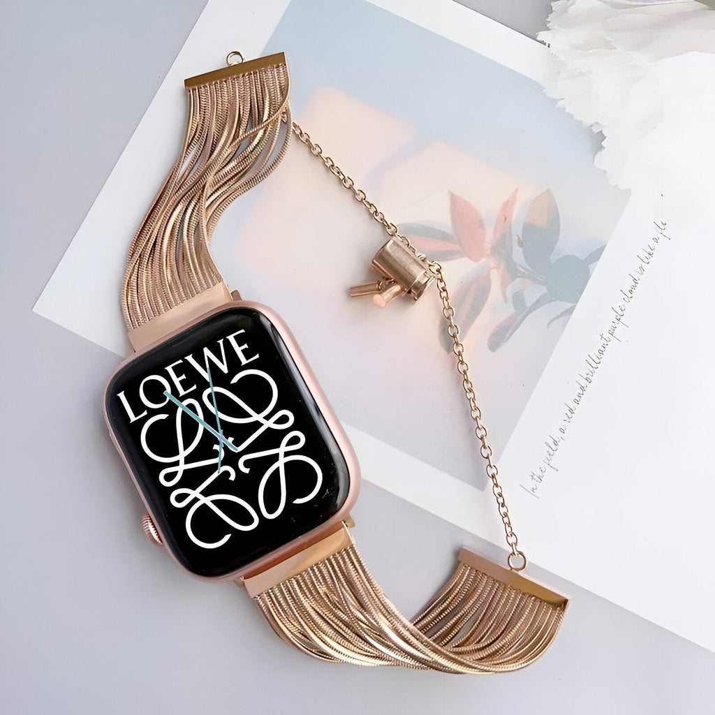 Bracelet de montre connectée, Apple Watch, en acier inoxydable, pour femme, modèle Lorena - La Boutique du Bracelet