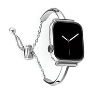 Bracelet Apple Watch Minoa en acier inoxydable argent, finition chaîne ajustable pour femme.