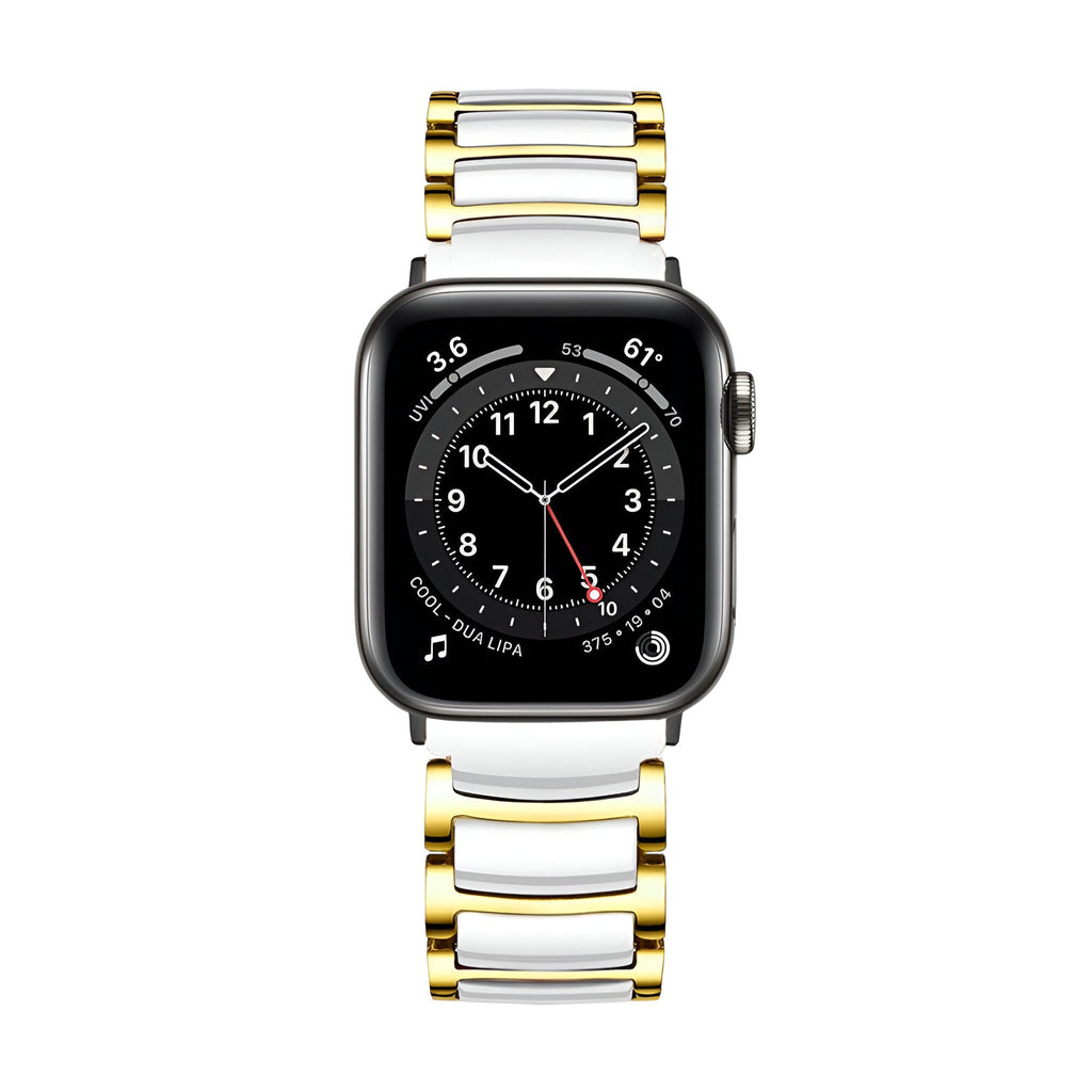Bracelet Apple Watch en acier inoxydable blanc et or, modèle Delta, pour homme, 38 à 42 mm.