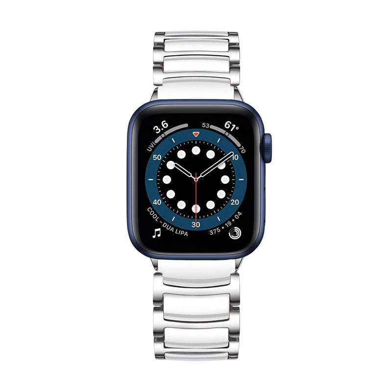 Bracelet pour Apple Watch en acier inoxydable argenté à maillons larges pour homme.