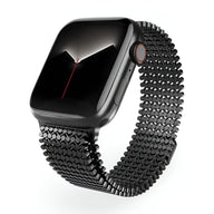 Bracelet pour Apple Watch en acier inoxydable noir à maille fine pour homme, style Galixo.