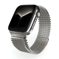 Bracelet Apple Watch en acier inoxydable gris argenté, maille milanaise fine, pour homme, modèle Galixo.