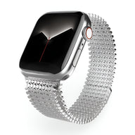 Bracelet Apple Watch en acier inoxydable argenté à mailles fines pour homme, modèle Galixo.