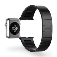 Bracelet Apple Watch noir en acier inoxydable, style maillons larges, pour homme, modèle Juno.