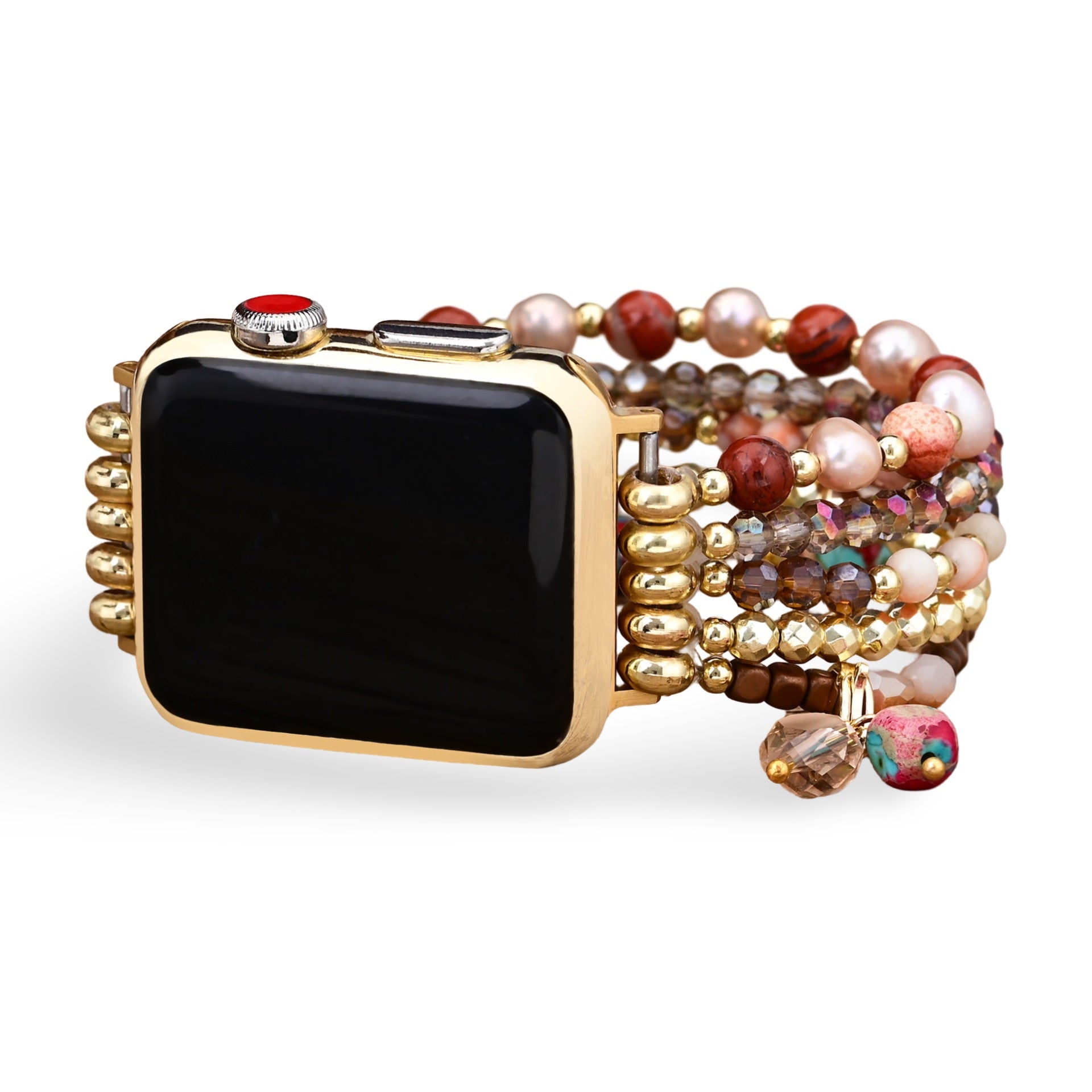 Bracelet de montre connectée, Apple Watch, en cristal et bois, pour femme, modèle Elix - La Boutique du Bracelet