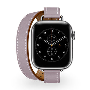 Bracelet de montre connectée, Apple Watch, en cuir, à double tour, pour femme, modèle Ermione - La Boutique du Bracelet