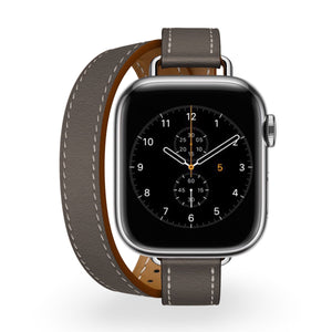 Bracelet de montre connectée, Apple Watch, en cuir, à double tour, pour femme, modèle Ermione - La Boutique du Bracelet